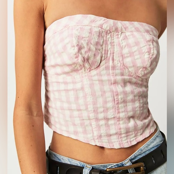 FREE PEOPLE: Leilani Gingham Tube Top - Picture 3 of 6